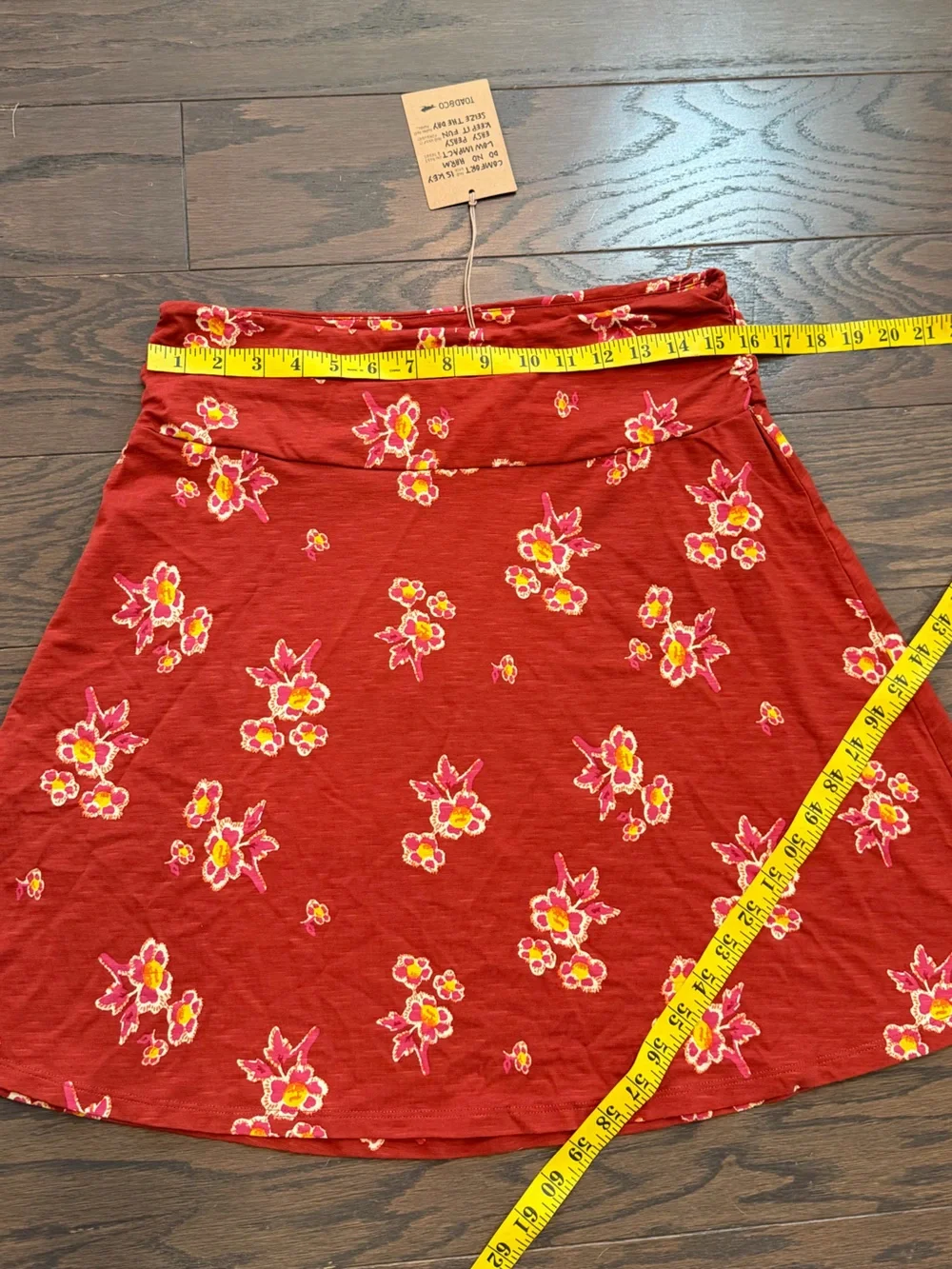 Toad&Co Chaka Skirt Campfire Floral Print Organic Cotton Red Size Medium NWT